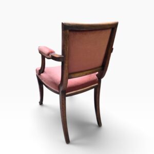 Antique Edwardian Mahogany Open Armchair / Pink Upholstery / c1910 - Image 6