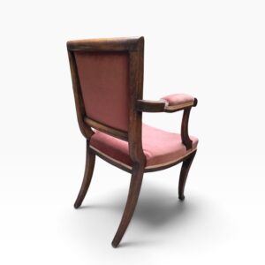 Antique Edwardian Mahogany Open Armchair / Pink Upholstery / c1910 - Image 4