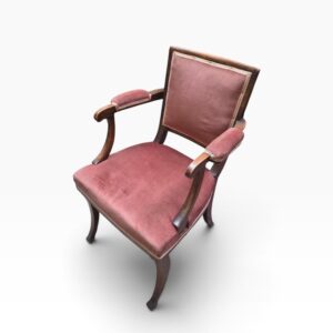 Antique Edwardian Mahogany Open Armchair / Pink Upholstery / c1910 - Image 9