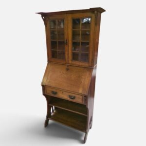 Antique Arts & Crafts Oak Bureau Bookcase / Writing Desk / c.1900 - Image 5