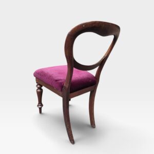 Antique Victorian Walnut Balloon Back Chair Burgundy Velvet / c.1870 - Image 8