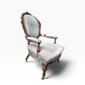 Antique Victorian His & Hers Walnut Armchairs Pair / c.1880 - Image 6