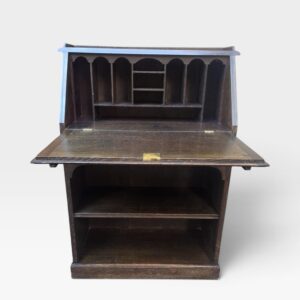 Antique Oak Writing Bureau Desk with Original Keys / c.1900 - Image 8