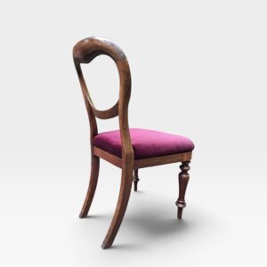 Antique Victorian Walnut Balloon Back Chair Burgundy Velvet / c.1870 - Image 6