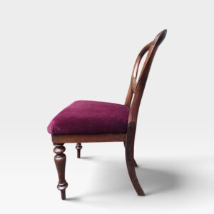 Antique Victorian Walnut Balloon Back Chair Burgundy Velvet / c.1870 - Image 4