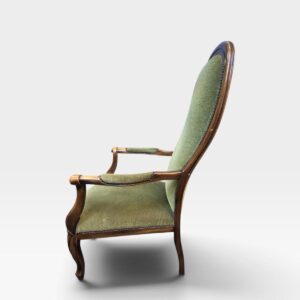 Antique Victorian High Back Armchair Green Upholstery / c.1890 - Image 4