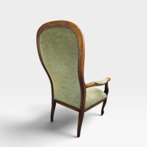 Antique Victorian High Back Armchair Green Upholstery / c.1890 - Image 5